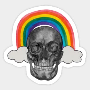 Bnw Skull human head with rainbow Sticker